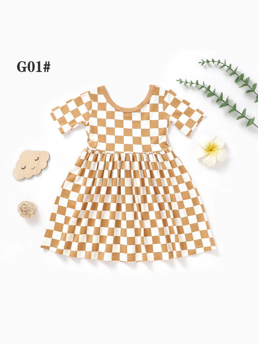 Printed Girls Summer Casual Dress Lightweight Breathable Cotton Dress