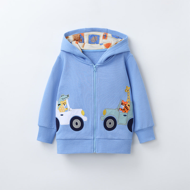 Embroidered Hoodie with Zipper for Kids