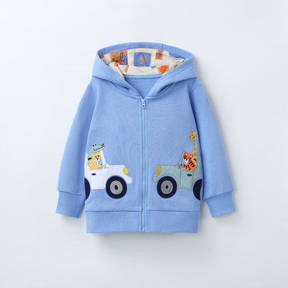 Embroidered Hoodie with Zipper for Kids