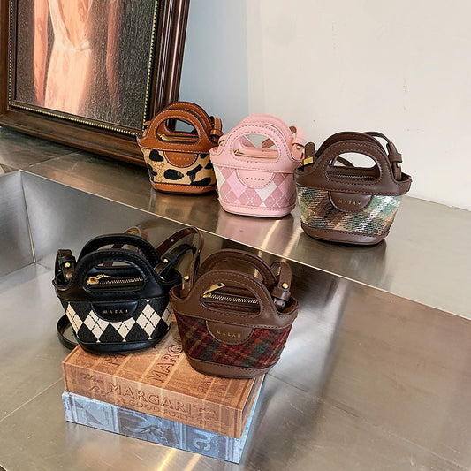 Mini Fashion Kids' Tote Bag with Stylish Checkered Design