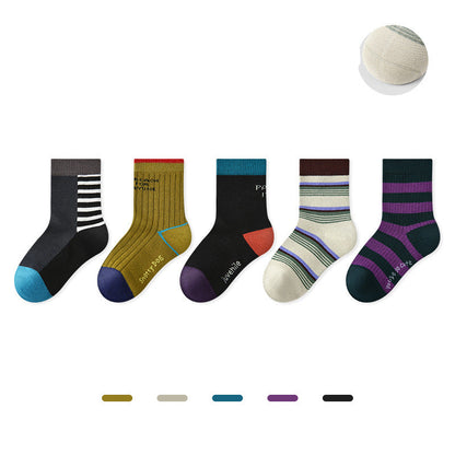 Kids Dot Colorblock Seamless Cotton Sport Socks