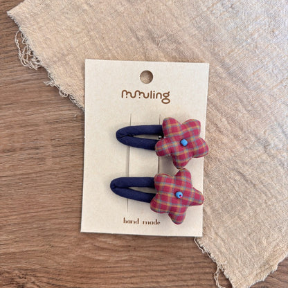 Star Pattern Fabric Hair Clips for Kids - Set of 2