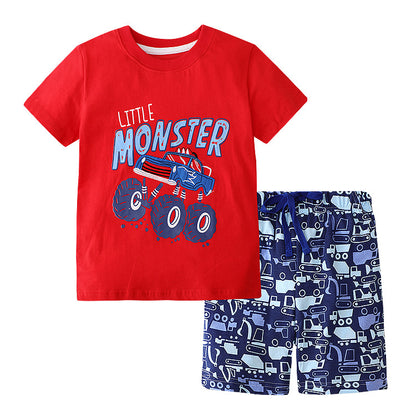 Cute Cartoon Sports Two-Piece Set for Boys