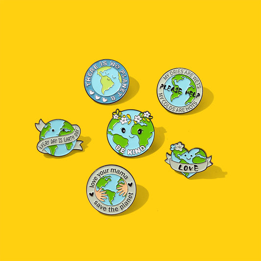 Earth-Friendly Green Metal Brooch Badge