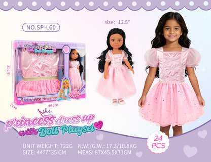Princess Doll Dress-Up Playset - 32cm Rubber Doll Toy