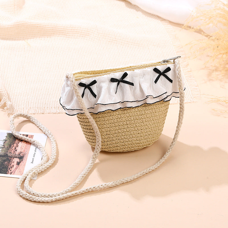 Summer Double-Layer Lace Wide-Brim Straw Hat for Kids