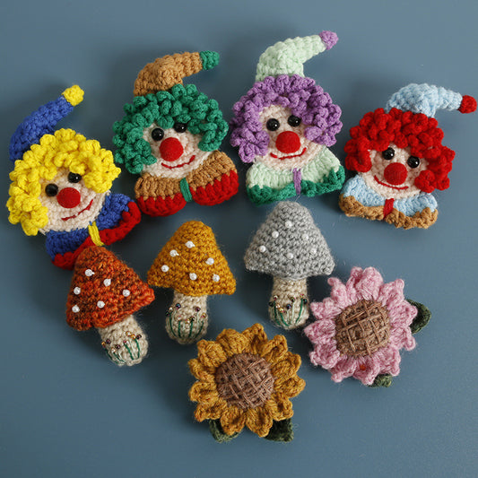 Creative Cartoon Hand Knit Cashmere Brooch Cute Floral Pin