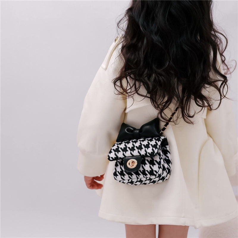 Cute Bowknot Woolen Mini Shoulder Bag for Kids