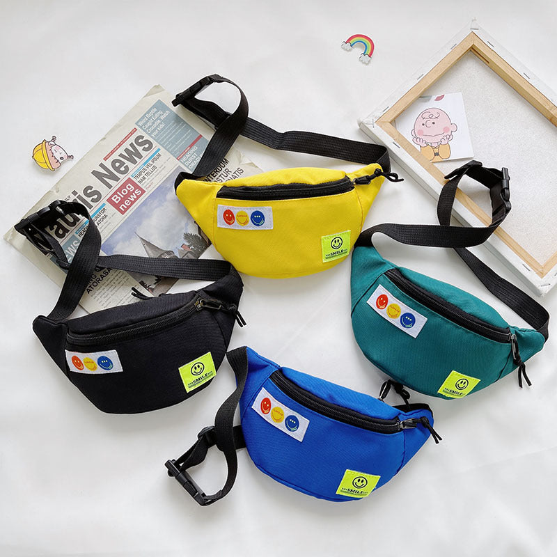 Trendy Smiley Face Kids Waist Bag Casual Crossbody Shoulder Bag