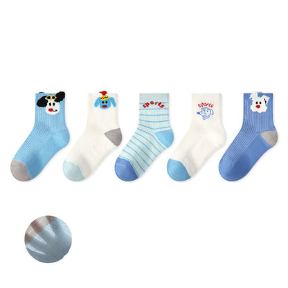 Kids Mesh Cotton Socks Cute Cartoon Breathable Everyday