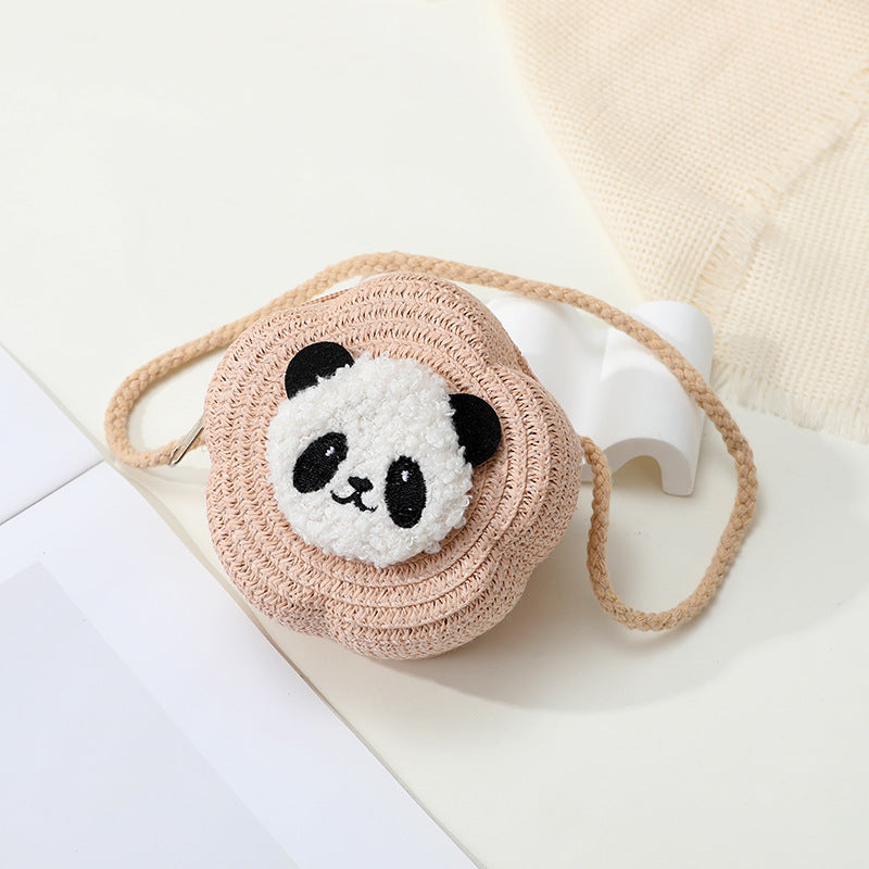 Mini Cute Panda Woven Straw Bag for Women