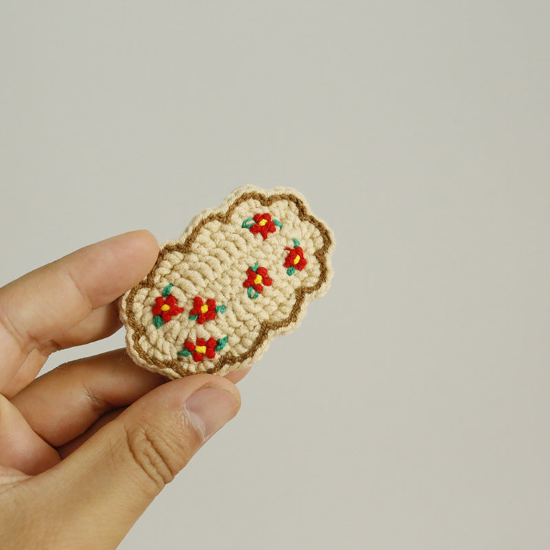 Floral Embroidered Hair Clips Handmade Yarn Accessories for Women