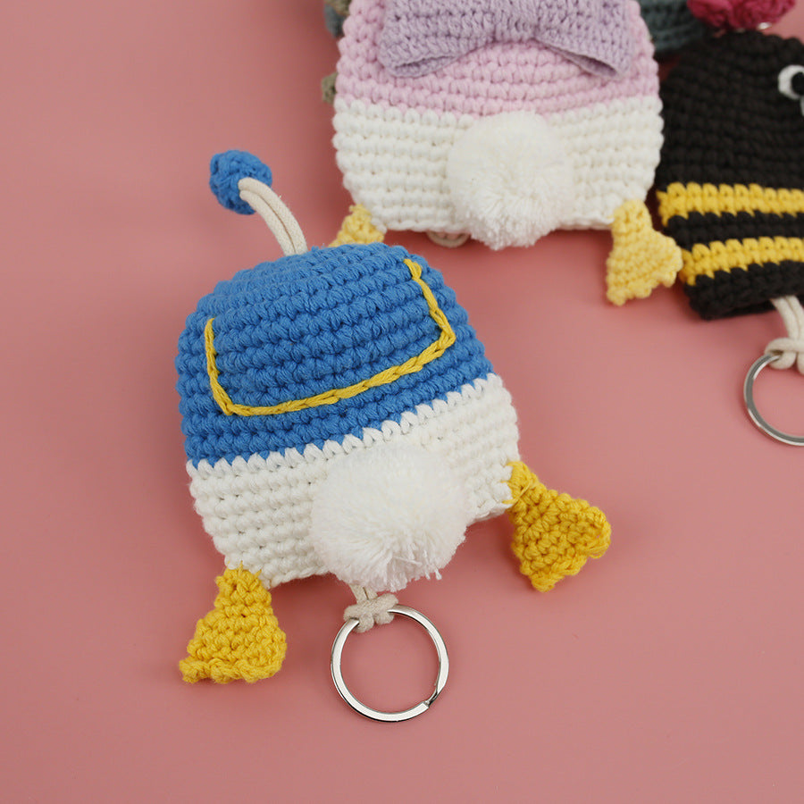 Handcrafted Cartoon Key Pouch Cute Duck Butt Knitted Key Holder