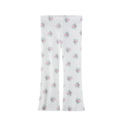 Kids Floral Wide-Leg Cotton Pants for Girls