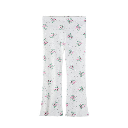 Kids Floral Wide-Leg Cotton Pants for Girls