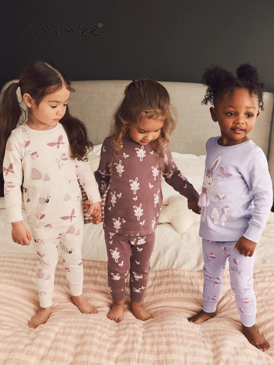 Girls' Floral Cotton Pajama Set - Cozy All-Season Sleepwear