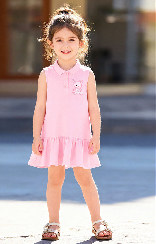 Summer Sleeveless Dress for Girls Cute Animal Print Cotton Dress