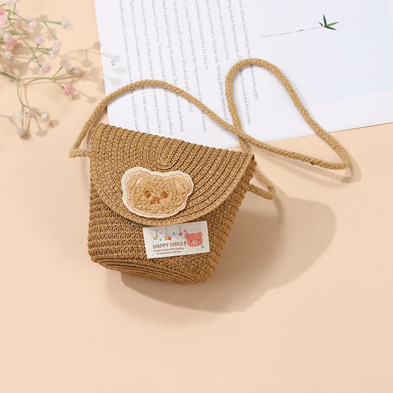 Cute Summer Children's Crossbody Woven Bag with Animal Patterns