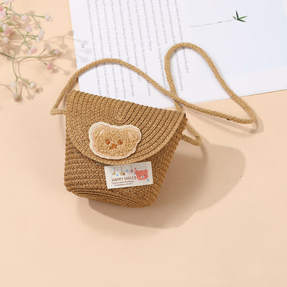 Cute Summer Children's Crossbody Woven Bag with Animal Patterns
