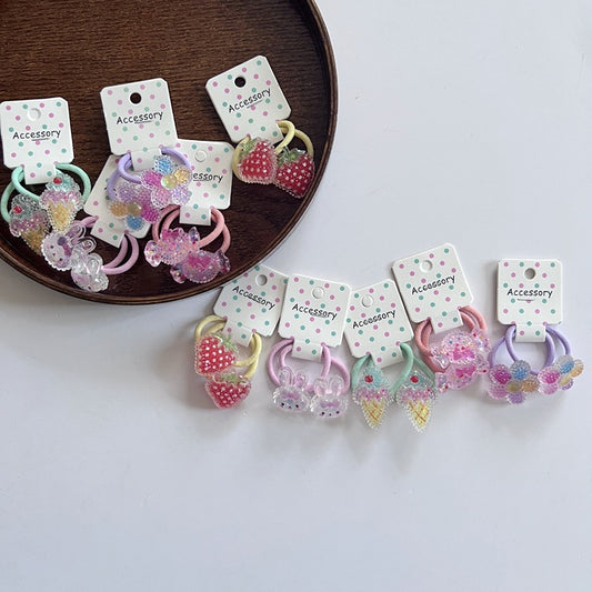 Kids Bunny Strawberry Hair Ties Cute Acrylic Hair Accessories