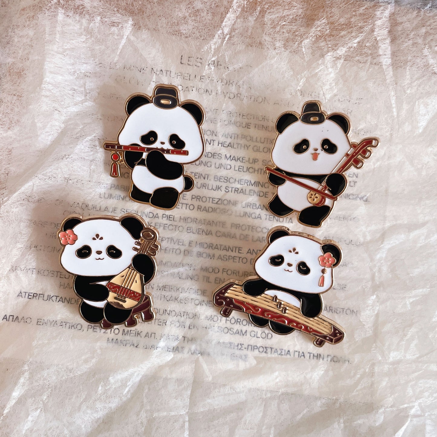 Panda Instrument Brooch Cute Retro Metal Badge for Bags