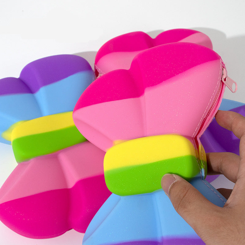 Pencil Case Silicone Bow Large Capacity Zipper Travel