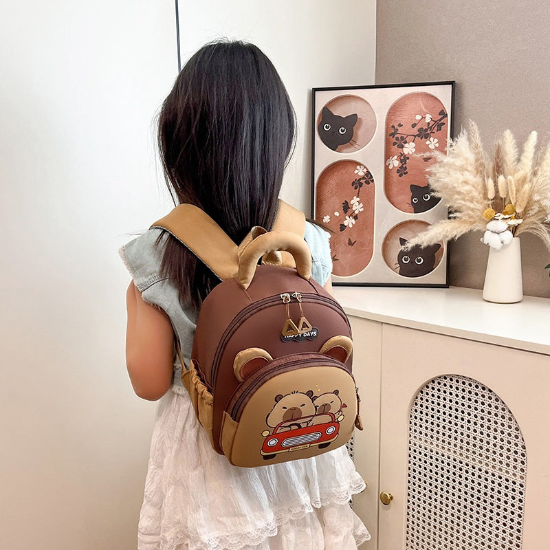 Capybara Children’s Backpack Cute Cartoon Design Breathable Large Capacity