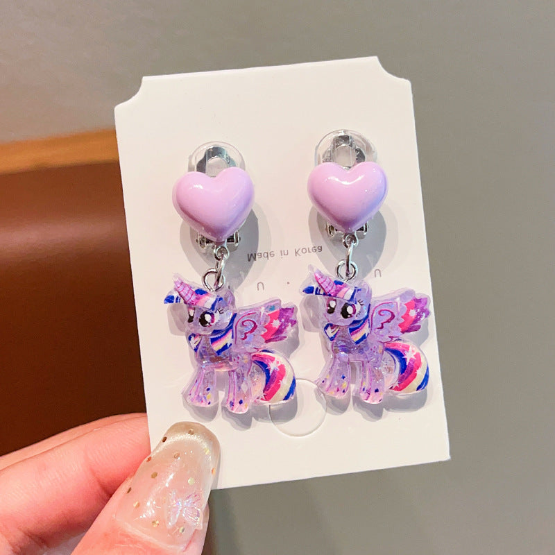 Cute Cartoon Bear Clip-On Earrings for Kids