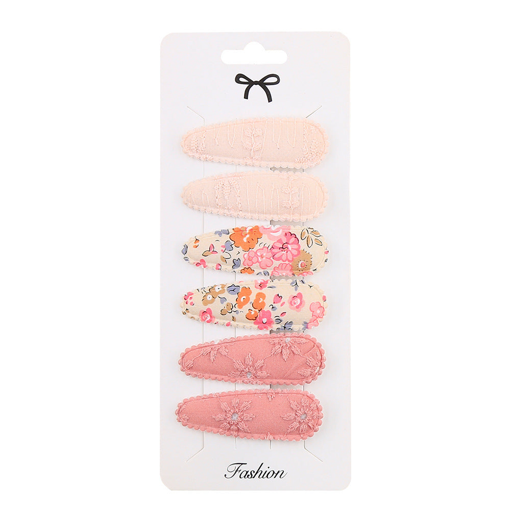 Sweet Floral Fabric Hair Clips Set for Kids