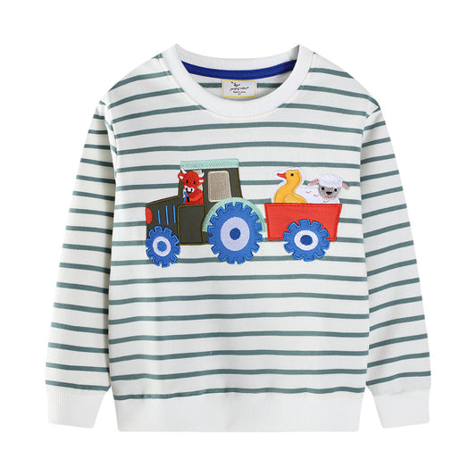 Cars Pattern Baby Boys Sweatshirt Trendy Casual Cotton Long Sleeve