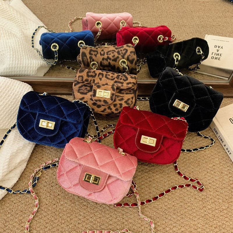 Trendy Velvet Mini Crossbody Bag for Kids