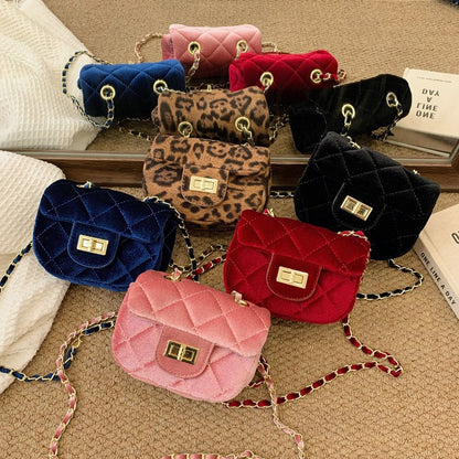 Trendy Velvet Mini Crossbody Bag for Kids
