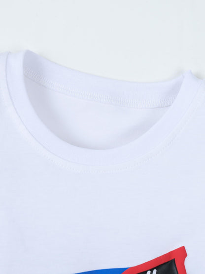 Shark Print Cotton Kids T-Shirt Casual Short Sleeve