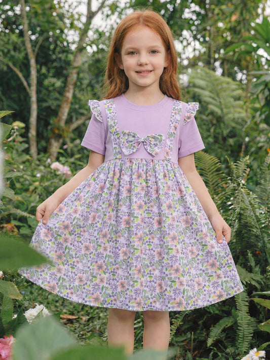 Summer Cute Cartoon Bow A-Line Dress for Girls