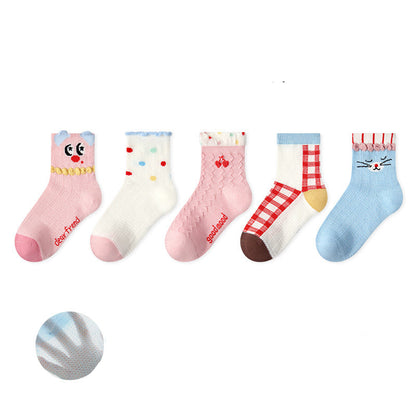 Kids Mesh Cotton Socks Cute Cartoon Breathable Everyday