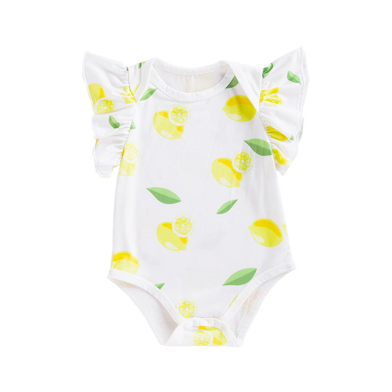 New Baby Sleeveless Lemon Print Romper