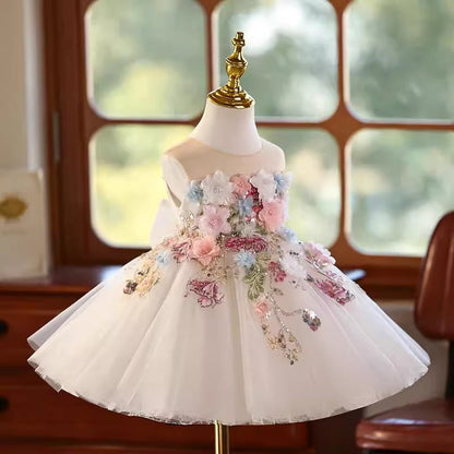 Sweet Floral Princess Dress for Little Girls