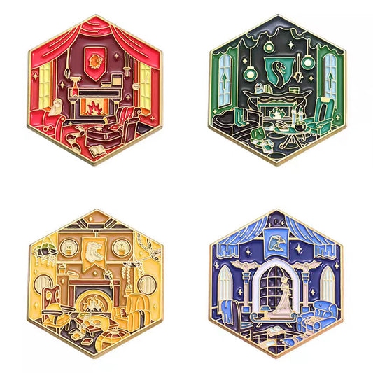 Geometric Hexagon Enamel Pin Stylish Brooch for Bags and Accessories