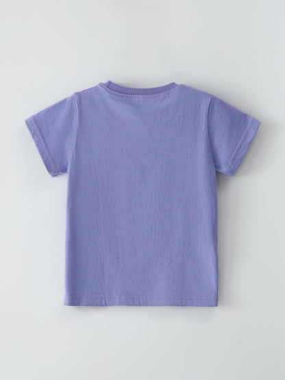 Violet Butterfly Embroidered Kids T-Shirt