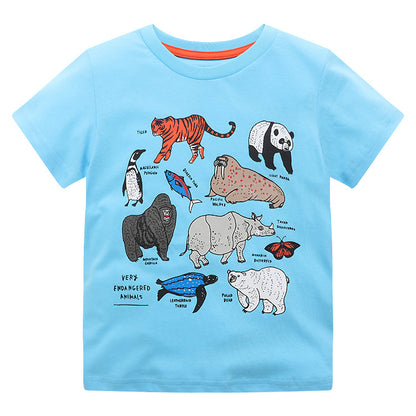 Little Bitty Boys' Summer T-Shirt Animal Cartoon Moisture-Wicking Casual Style