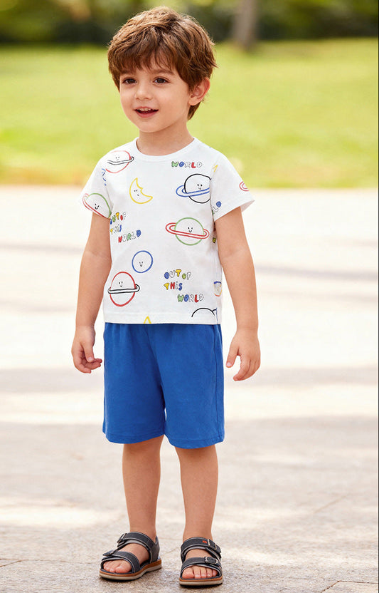 Cotton Summer T-Shirt and Shorts Set for Boys