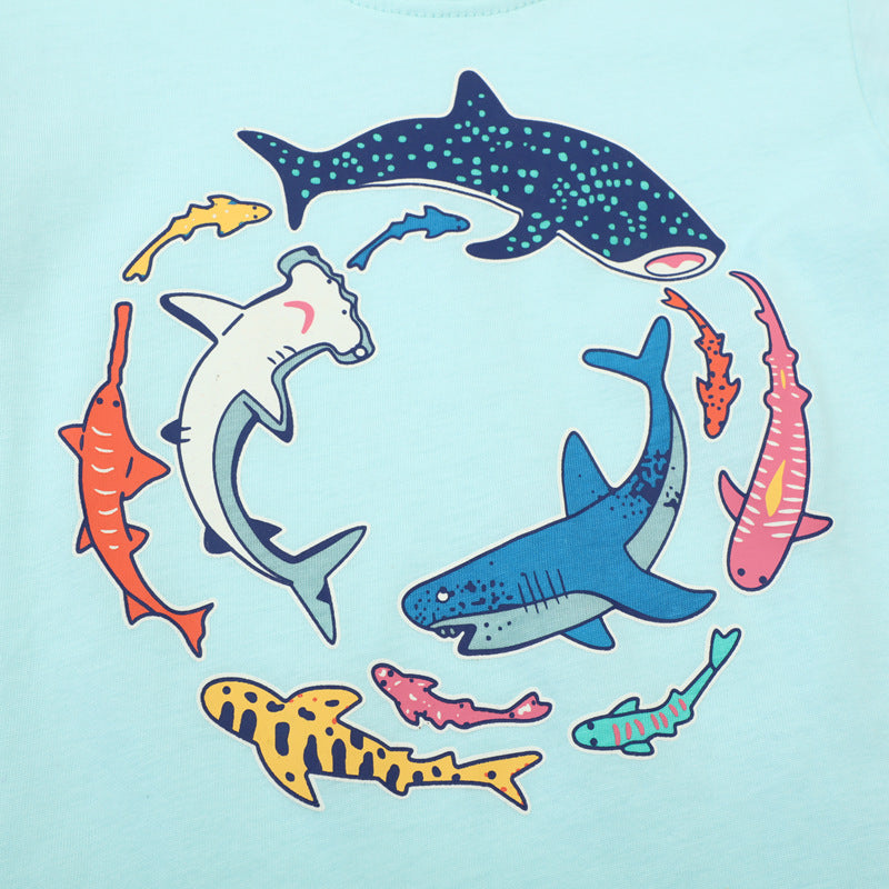 Glow-in-the-Dark Summer Kids T-Shirt with Cartoon Design