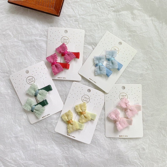 Trendy Children’s Bow Hair Clips with Lace Detail