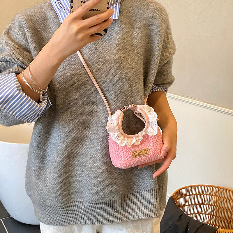 Trendy Solid Color Lace Toddler Handbag