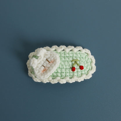 Sweet Handmade Crochet Bunny Hair Clip Cartoon Style Hair Accessory