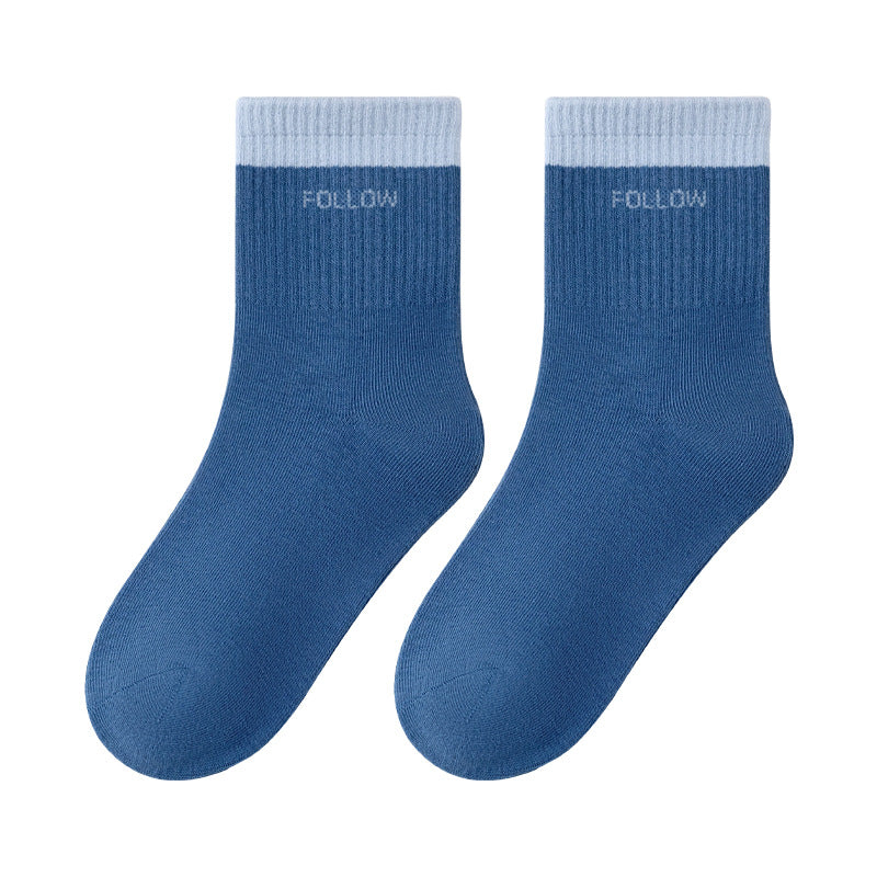 Color Block Cotton Mid-Calf Basketball Socks for Kids
