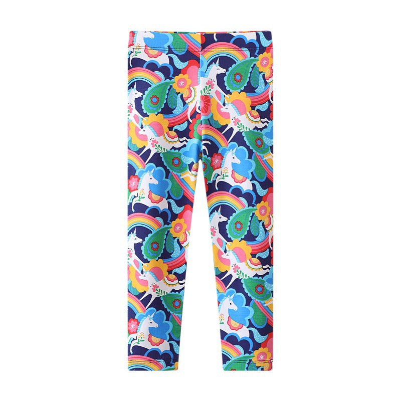 Cartoon Unicorn Print Girls Leggings Cotton Spring/Fall