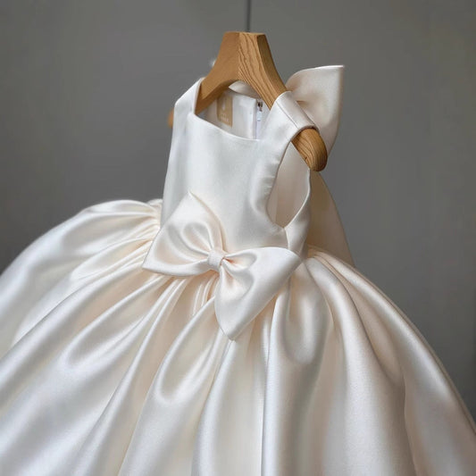 Girls' Elegant Linen Princess Birthday Gown