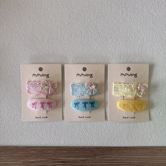 Girls' Lace Bow Hair Clips Cute Beaded Headband