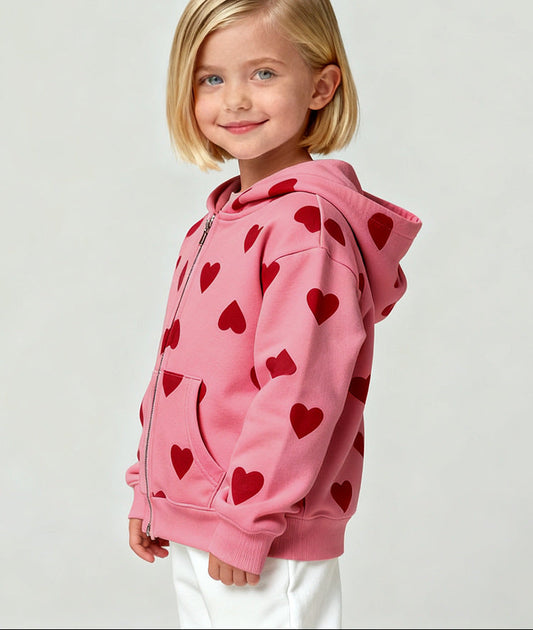 Children's Hooded Zip-Up Sweatshirt Casual Cotton Top